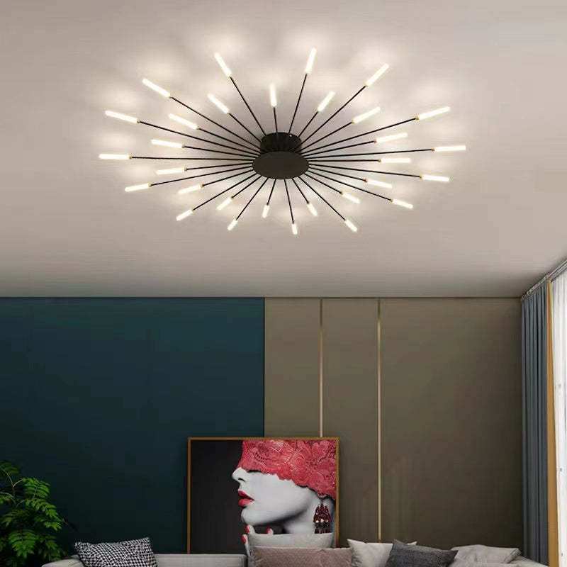 Lowry Flush-Mount Ceiling Light Fireworks, Black/Gold, Living Room