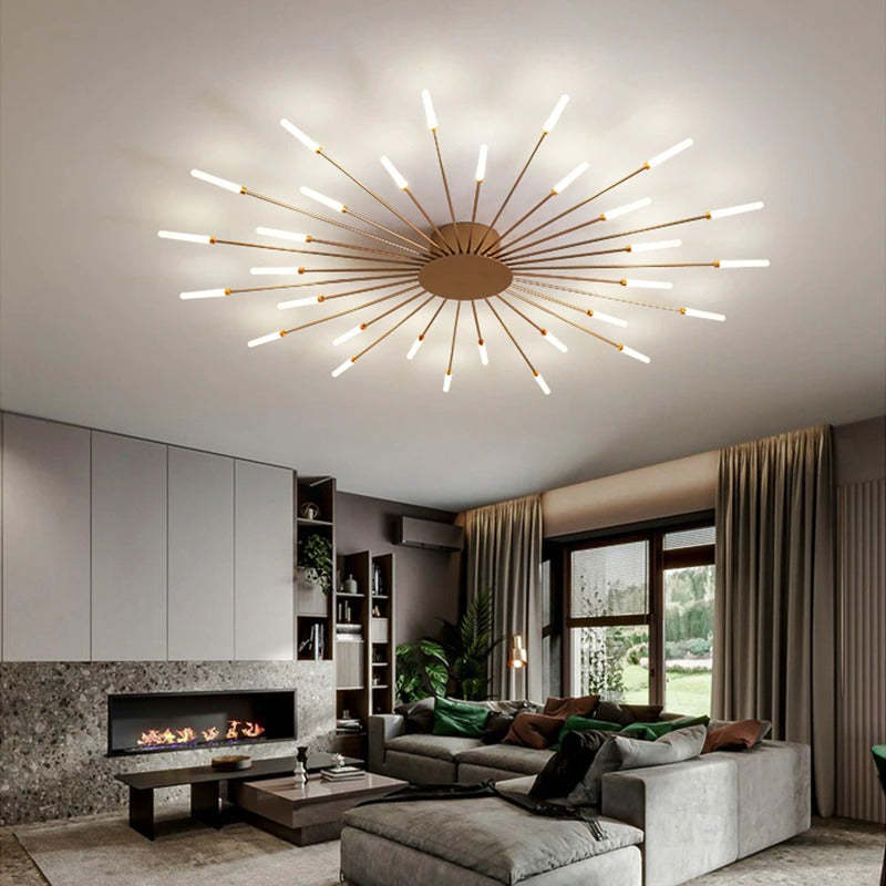 Lowry Flush-Mount Ceiling Light Fireworks, Black/Gold, Living Room