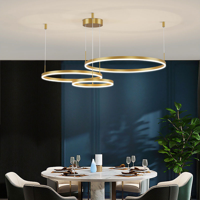 Arisha Modern Pendant Light Tir-Circle, Black/Gold/Coffee, Metal