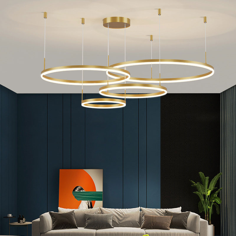 Arisha Modern Pendant Light Tir-Circle, Black/Gold/Coffee, Metal