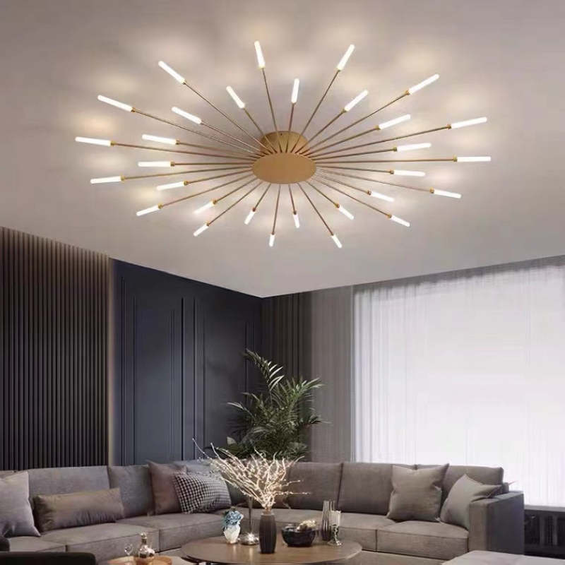 Lowry Flush-Mount Ceiling Light Fireworks, Black/Gold, Living Room