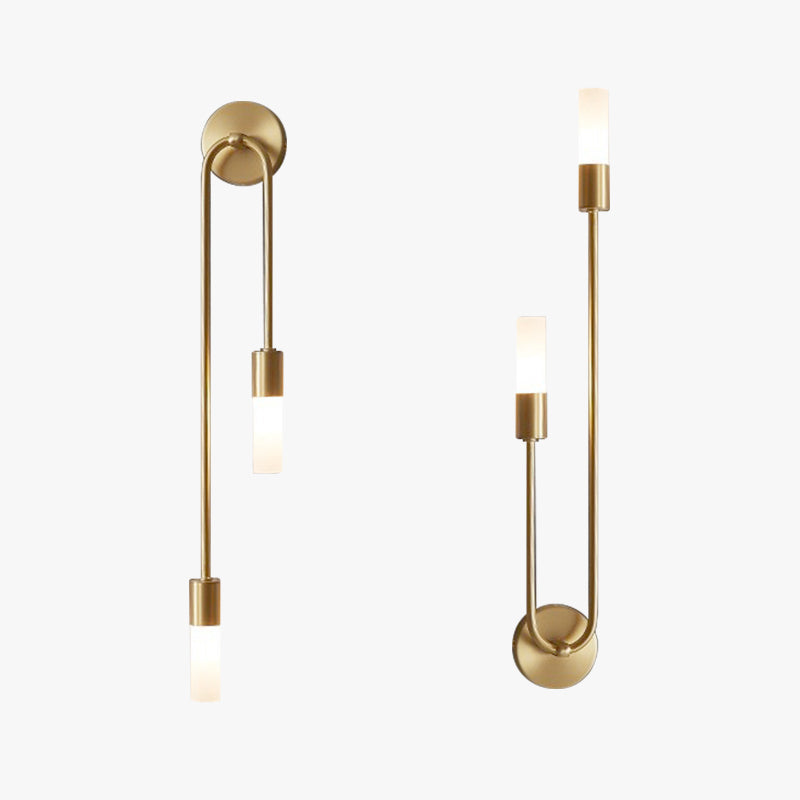 Meza Modern 2 Light Wall Sconce for Bedeside, Stick, Gold