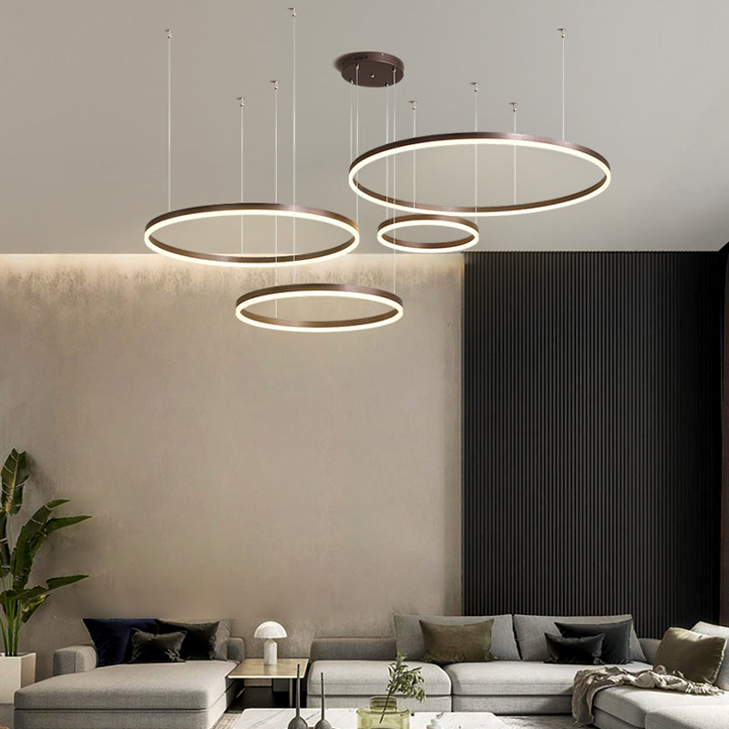 Arisha Modern Pendant Light Tir-Circle, Black/Gold/Coffee, Metal