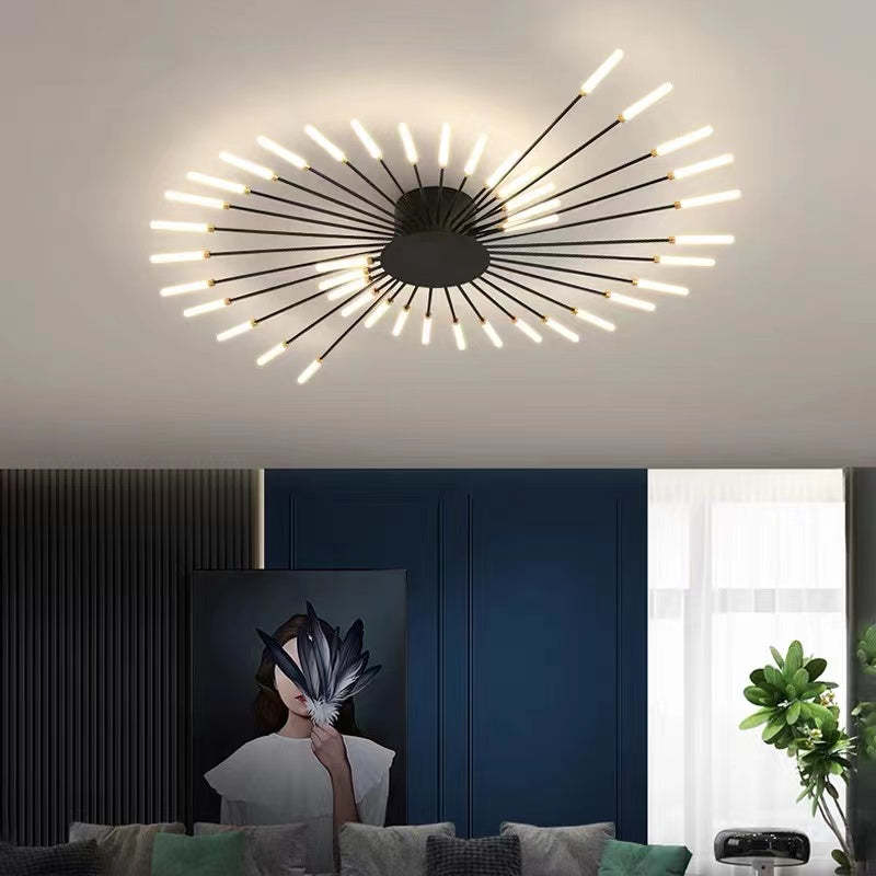 Lowry Flush-Mount Ceiling Light Fireworks, Black/Gold, Living Room