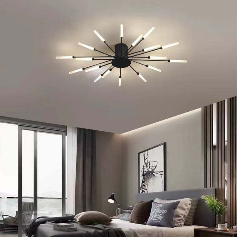 Lowry Flush-Mount Ceiling Light Fireworks, Black/Gold, Living Room