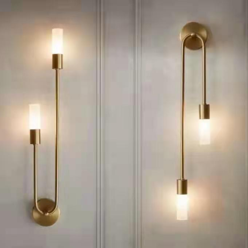 Meza Modern 2 Light Wall Sconce for Bedeside, Stick, Gold