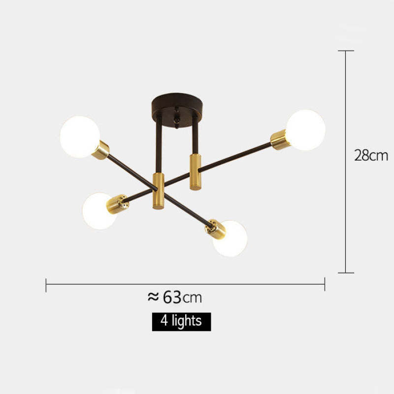 Valentina Retro Satellite Shape Metal Ceiling Light, Black/Gold, 4/6/8 Head