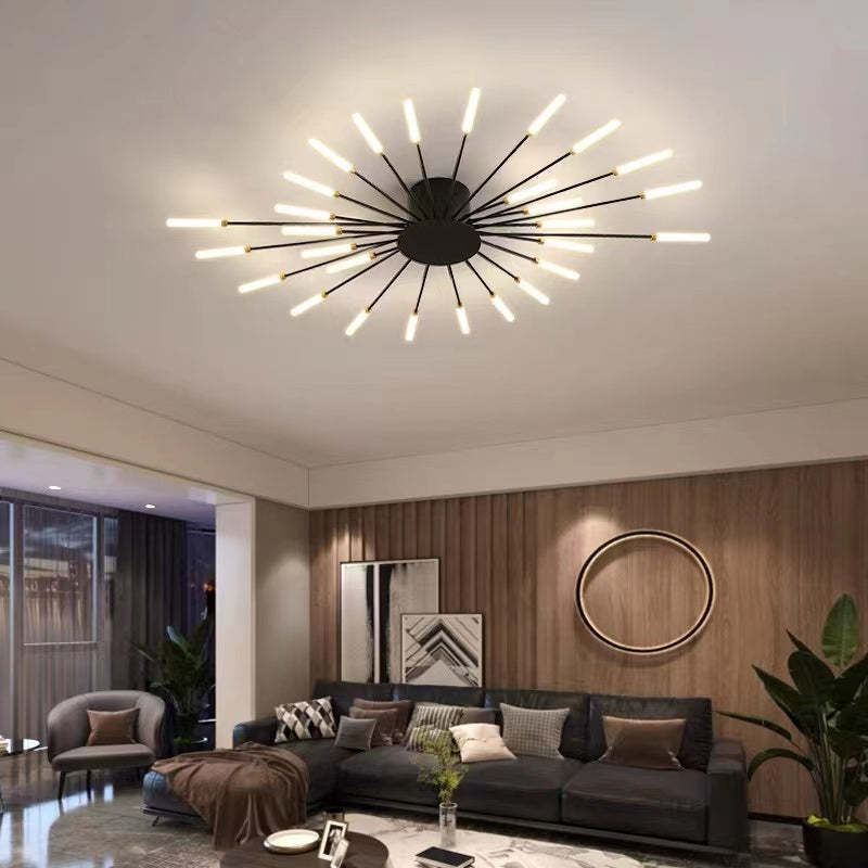 Lowry Flush-Mount Ceiling Light Fireworks, Black/Gold, Living Room