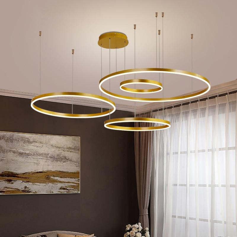 Arisha Modern Pendant Light Tir-Circle, Black/Gold/Coffee, Metal