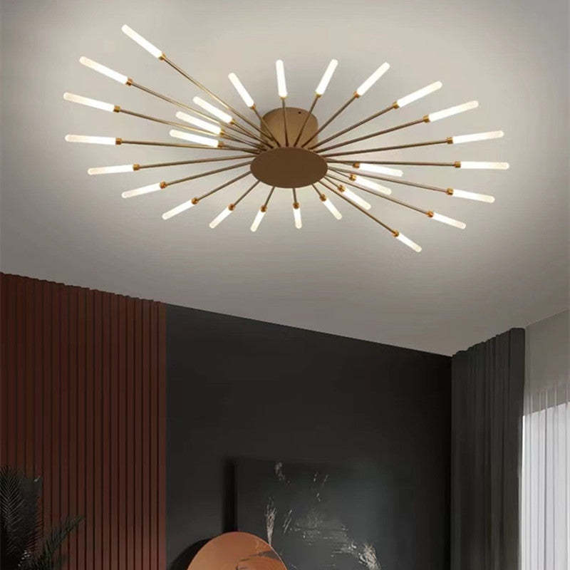 Lowry Flush-Mount Ceiling Light Fireworks, Black/Gold, Living Room