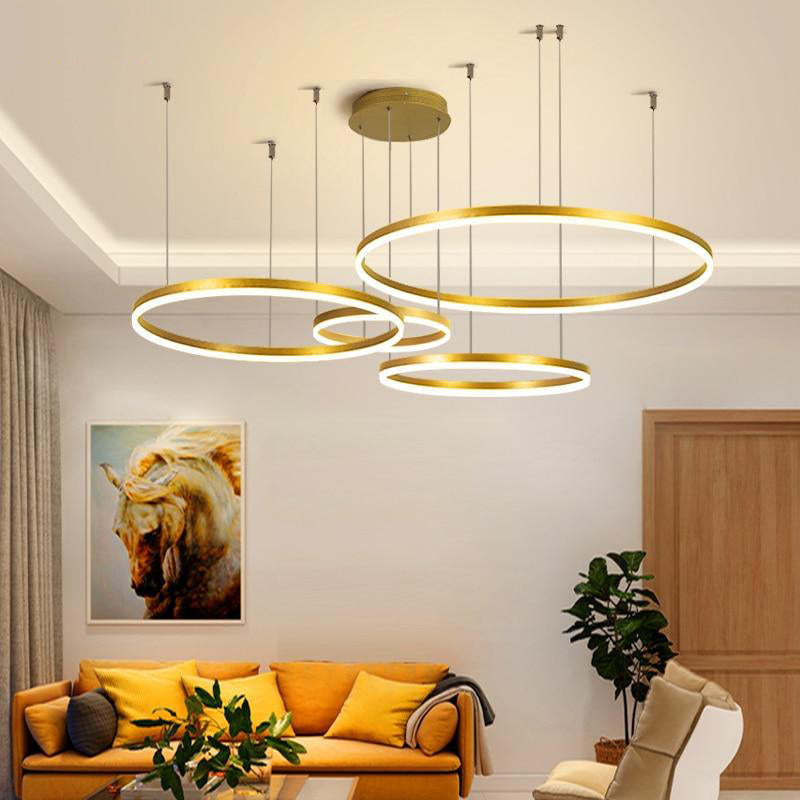 Arisha Modern Pendant Light Tir-Circle, Black/Gold/Coffee, Metal