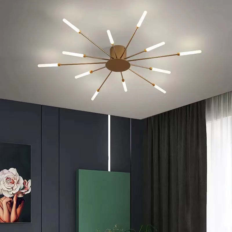 Lowry Flush-Mount Ceiling Light Fireworks, Black/Gold, Living Room