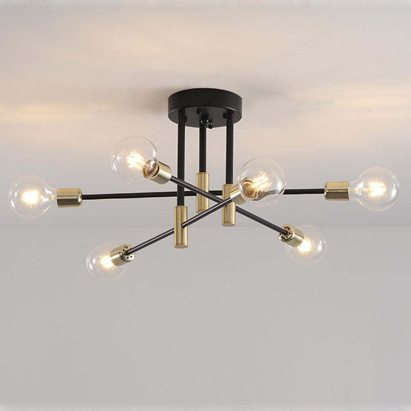 Valentina Retro Satellite Shape Metal Ceiling Light, Black/Gold, 4/6/8 Head