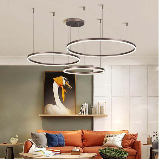 Arisha Modern Pendant Light Tir-Circle, Black/Gold/Coffee, Metal